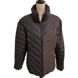 NINE WEST SEPARATES Womens Down‎ Feather Quilted Puffer Jacket Coat Brown XXL